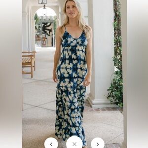 Perry Walker Annie Blue Floral Maxi Dress Silk Dress NWT